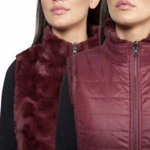 FAUX FUR REVERSIBLE VEST Small NICOLE MILLER PLUM